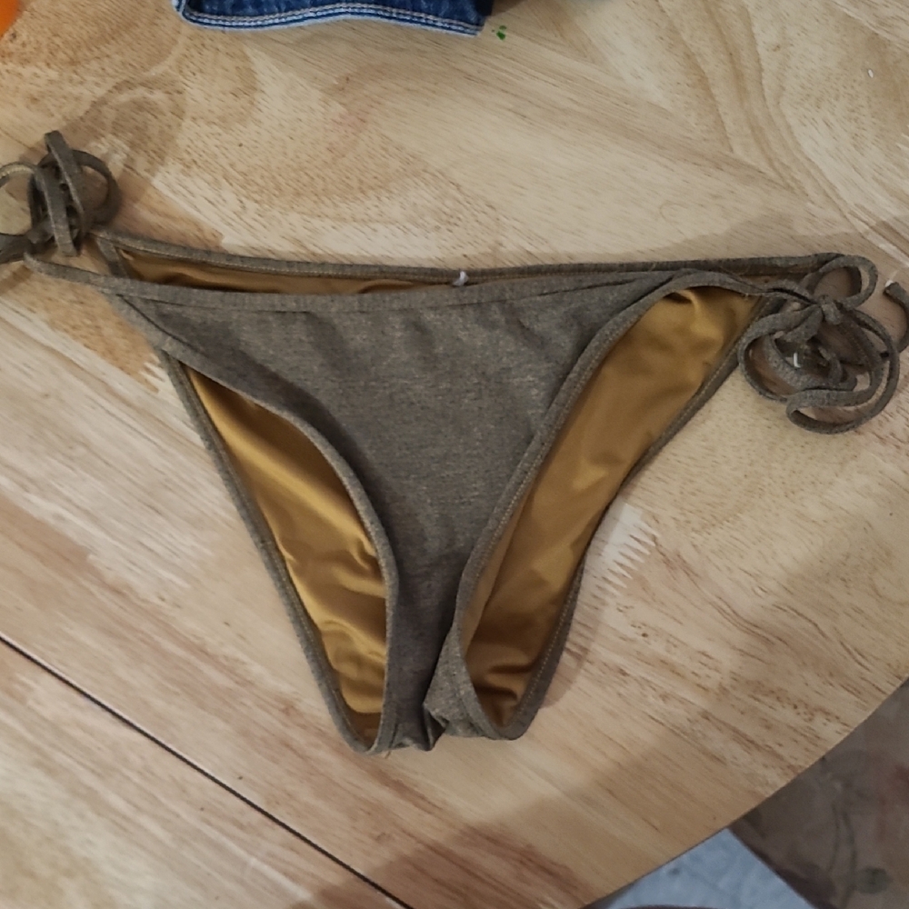Volcom Olive and Gold Women's Swim Bottom